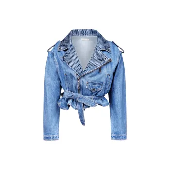 AREA Crystal embellished Denim Jacket