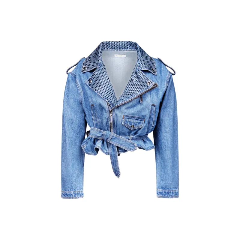 AREA Crystal embellished Denim Jacket-0