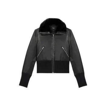 Maje Leather Jackets Women's Black