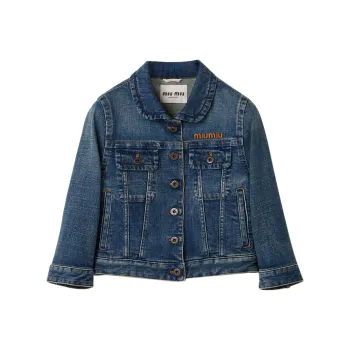 MIU MIU Cropped Stretch Denim Jacket 'Navy'