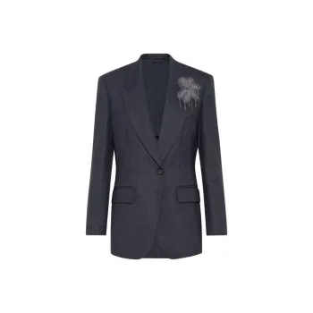Brunello Cucinelli Floral Detailed Single Breasted Blazer