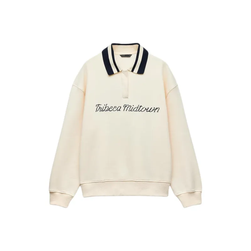 ZARA Sweatshirt Women's Raw White-0