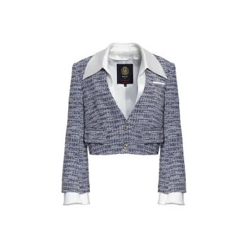 BESIONIA Cropped Coats Women's Dove Gray
