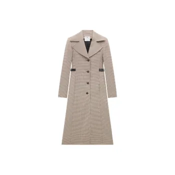 COURREGES SS24 MAXI COLLAR CHECKED WOOL LONG COAT Coats Women's Brown/Brown