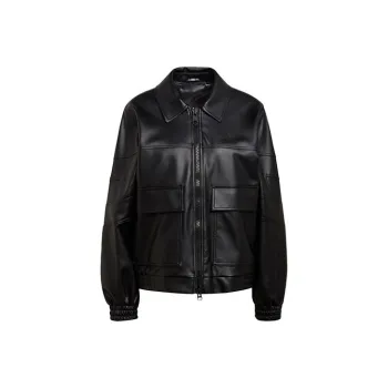Adidas Originals Blue Version Collection Leather Jacket Women's Black