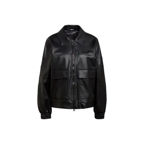 Adidas Originals Blue Version Collection Leather Jacket Women's Black