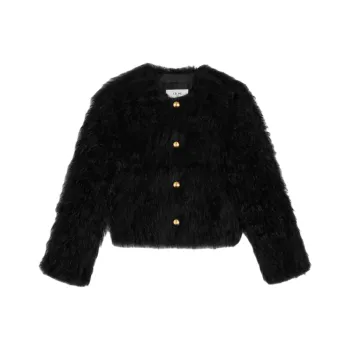 CELINE Velvet-feel Coat Women's Black