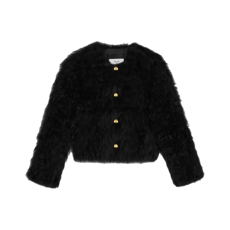 CELINE Velvet-feel Coat Women's Black-0