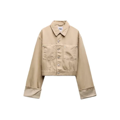 ZARA Denim Jackets Women's Tan