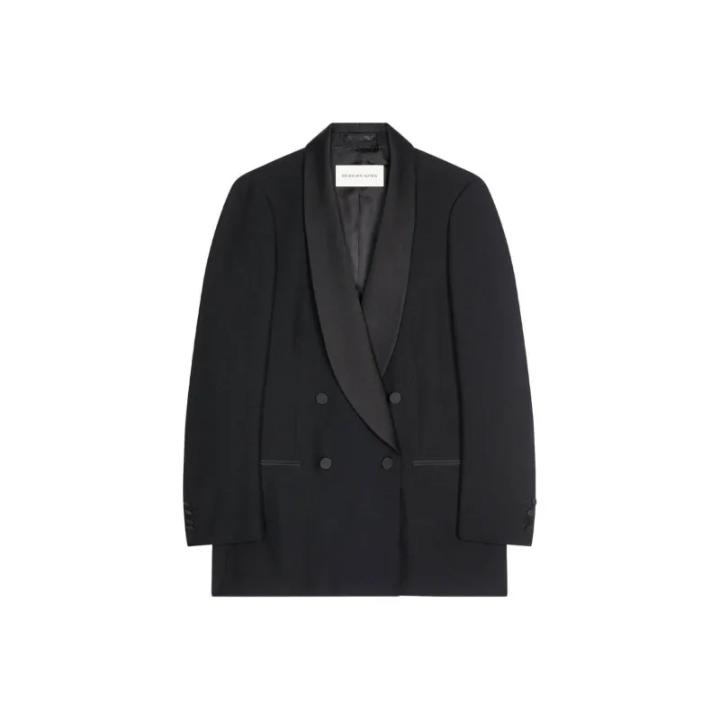 DRIES VAN NOTEN Double breasted Tuxedo Blazer-0