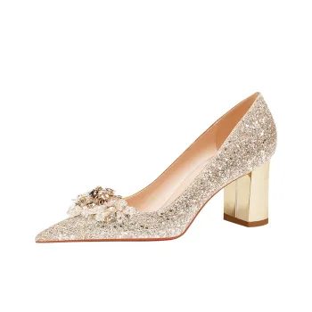 Lan Miao Chunky Heel High Heels Women's Gold