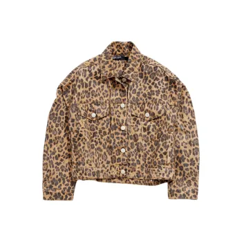 Bimba Y Lola Leopard print Oversize Denim Jacket
