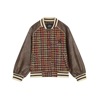 ELF SACK Cropped Coat Women's Vintage Brown Coffee