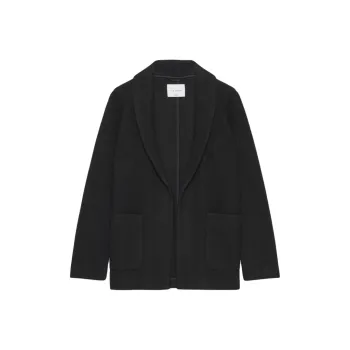 ARITZIA FW24 The Group By Babaton Shawl Merino Wool Below-Bum Jacket Coats Women's BLACK/Black
