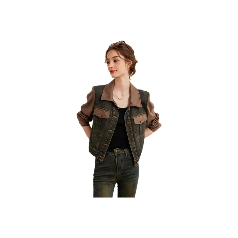 LOUISY AO Cropped Coats Women's Blue & Coffee-0