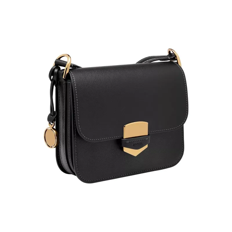 FOSSIL Smooth Leather Shoulder Bag, Crossbody Bag Women's Black-1
