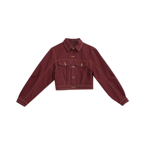 Wen Shan Denim Jacket Women's Red