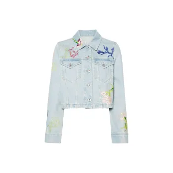 KENZO Floral Logo Embroidered Denim Jacket