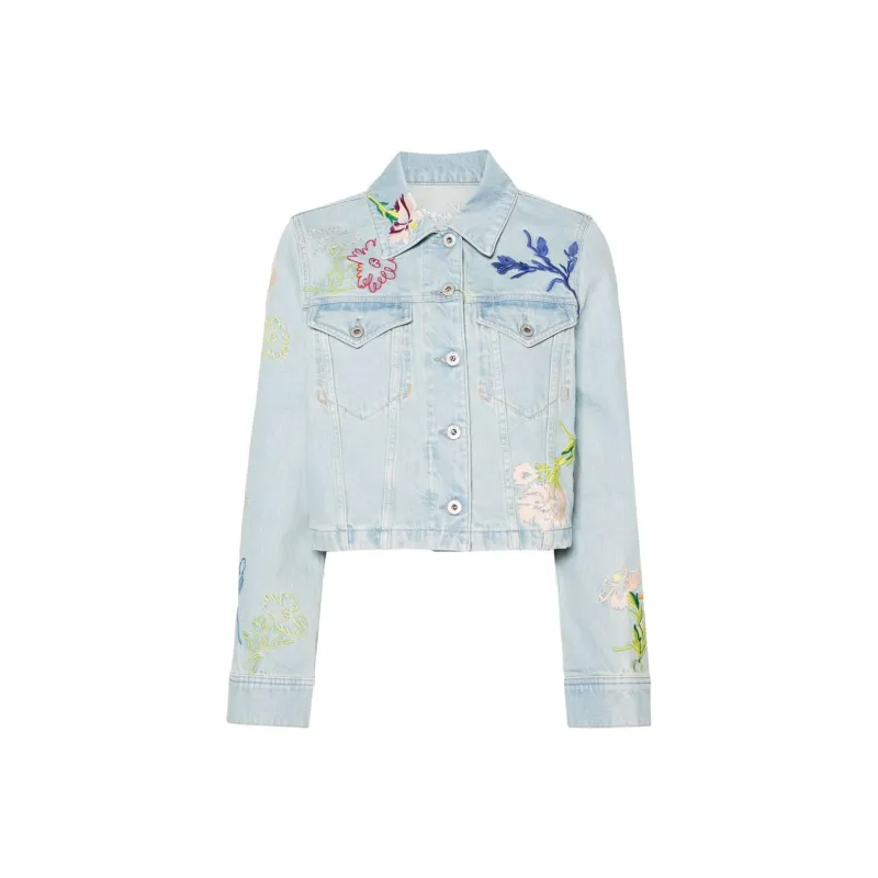 KENZO Floral Logo Embroidered Denim Jacket-0