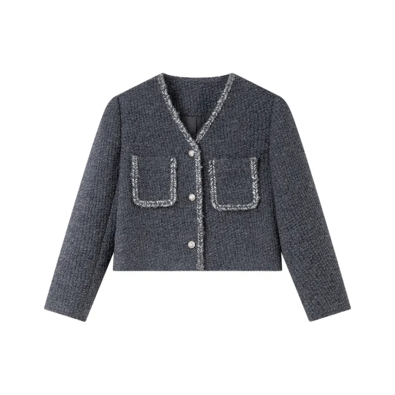 VIMLY Cropped Coats Women's Carbon Gray-0