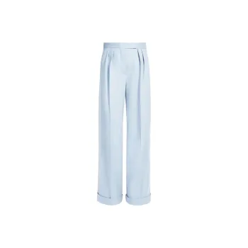 MaxMara Faraday Collection Wool Jersey Palazzo Trousers Casual Pants Women's Light Blue