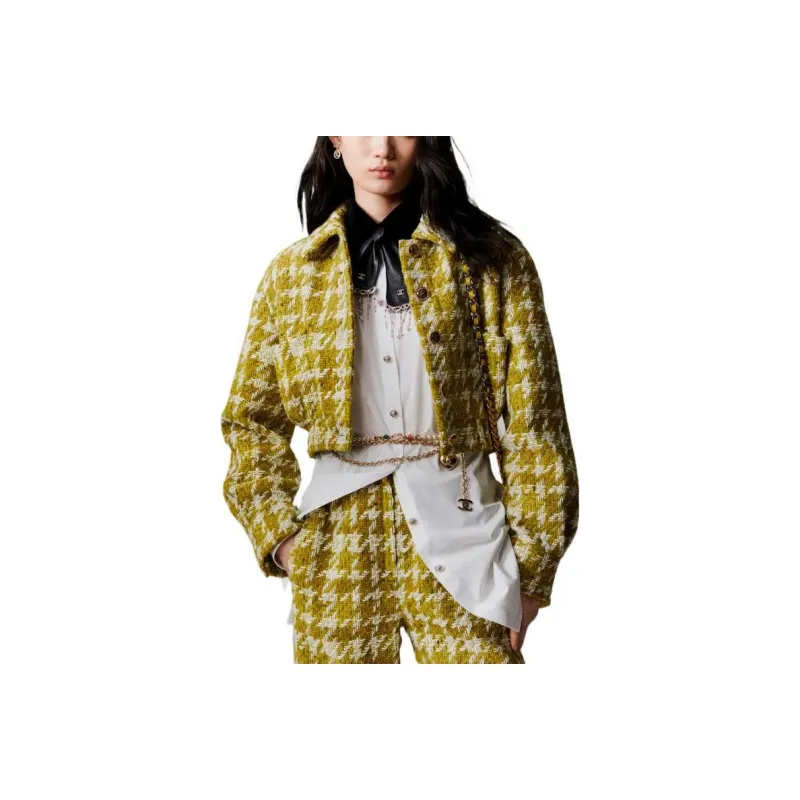 CHANEL Cropped Coats Women's Yellow-0