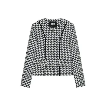 DKNY Cropped Coat Women's Black & Multicolor