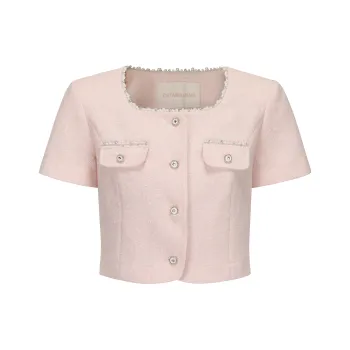 CHIWAWAMEME Cropped Coats Women's Permanent Pink
