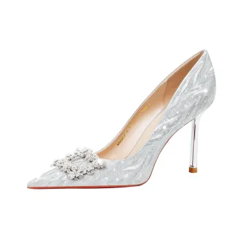 Lan Miao Slim Heel High Heels Women's Silver