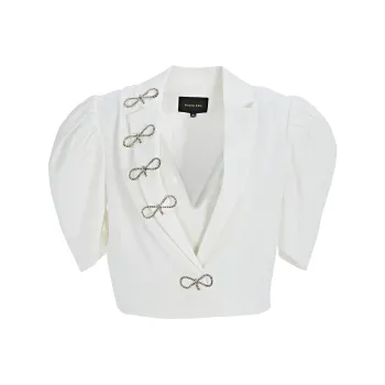 Marie Elie Cropped Coats Women's White