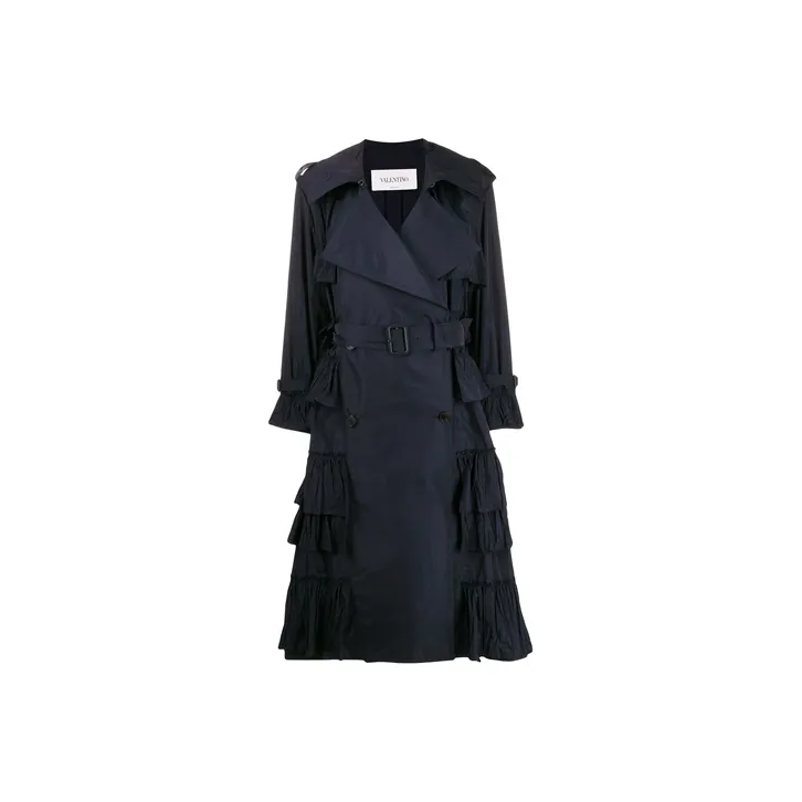 Valentino Trench Coat Women's Dark Blue-0