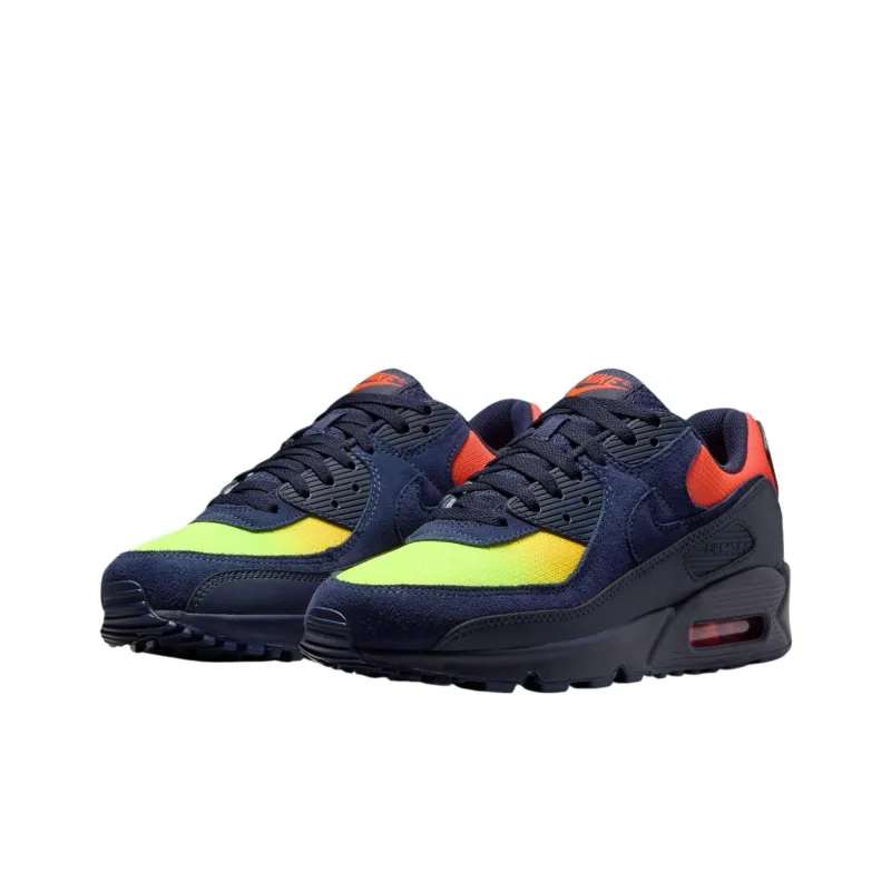 Nike Air Max 90 Anti Slip Wear Resistant Low Top Running Shoes Unisex Blue Orange-2