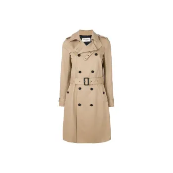 SAINT LAURENT Double Breasted Belted Trench Coat