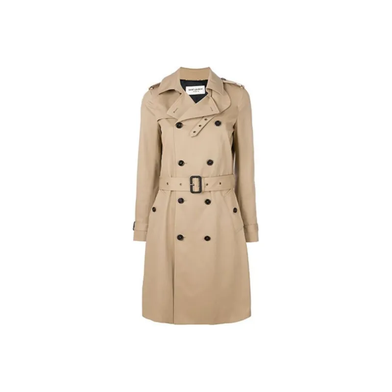 SAINT LAURENT Double Breasted Belted Trench Coat-0