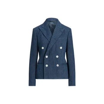 Polo Ralph Lauren Double-Breasted Pinstriped Blazer