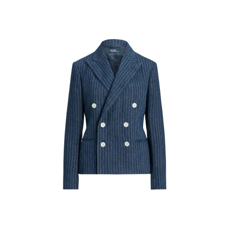 Polo Ralph Lauren Double-Breasted Pinstriped Blazer-0