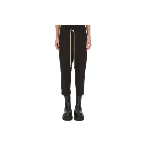 RICK OWENS Straight Leg Drawstring Cropped Trousers