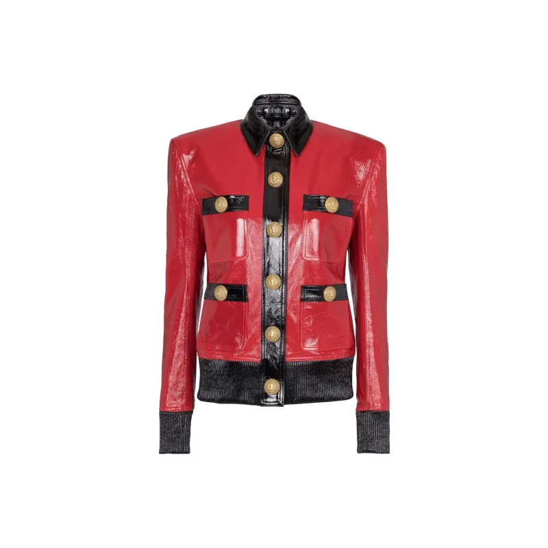 BALMAIN Two tone Patent Leather Jacket-0