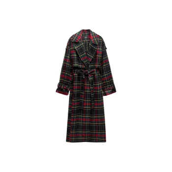 ZARA Trench Coat Women's Rose Red
