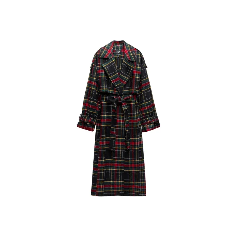 ZARA Trench Coat Women's Rose Red-0
