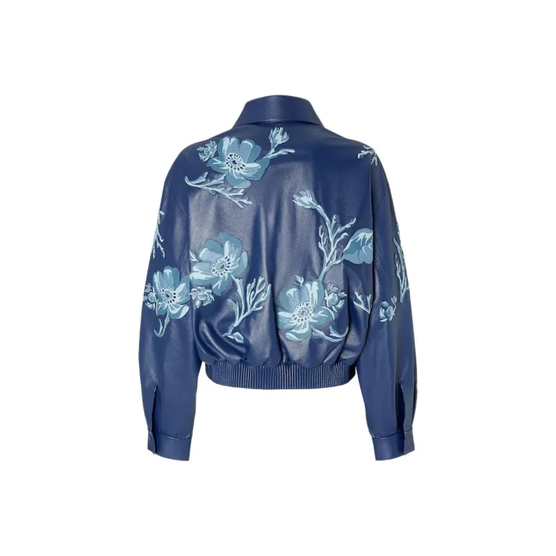FENDI SS25 Leather Jacket Women's Blue-1