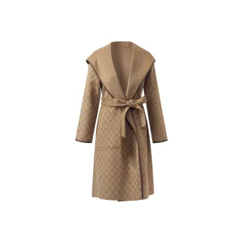GOELIA Coat Women's Brown With Print