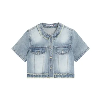 AMAZING SONG Denim Jacket Women's Washed Blue