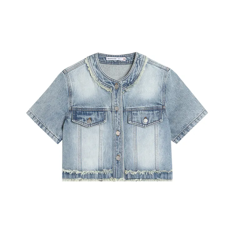 AMAZING SONG Denim Jacket Women's Washed Blue-0