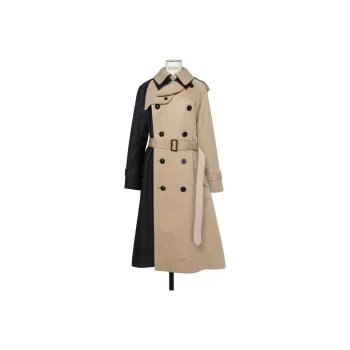 Sacai Cotton Gabardine Coat 'Navy/Beige'