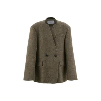 YOEYYOU Business Suit Women's Tea Coffee Color