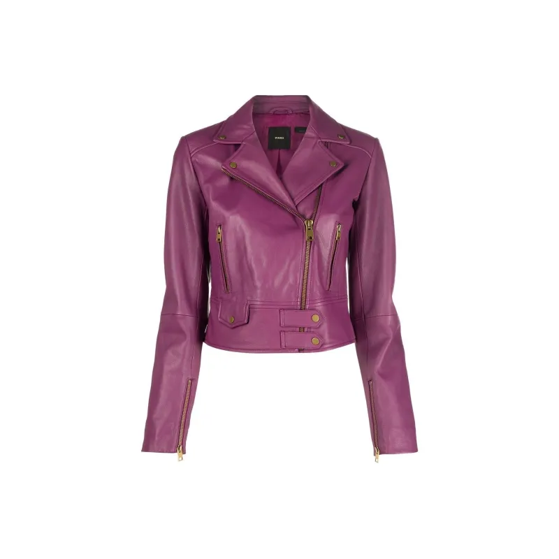 PINKO Leather Jackets Women's Purple-0