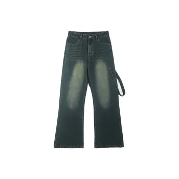 CELUCASN Jeans Unisex Vintage Green