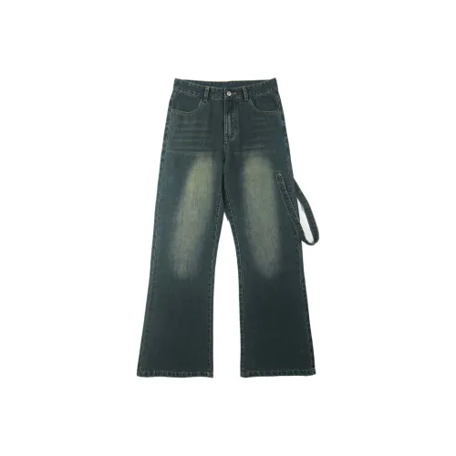 CELUCASN Jeans Unisex Vintage Green