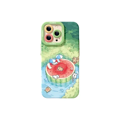 Wei Xin Silicone Material Watermelon Pool Maltese Phone Cases Compatible With IPhone 16/15 Pro Max/Apple 13/14 Pro/Max